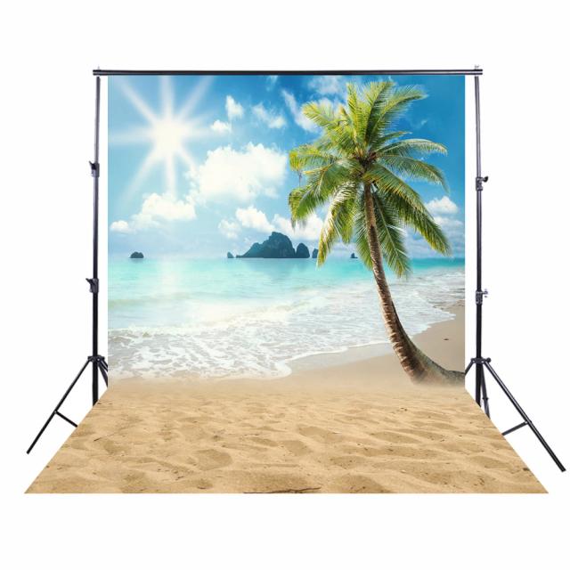 Fundo Praia Tropical 2.5x3m com Palavras e Cabine para Fotos na Areia XT-5856
