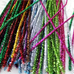 Hastes limpadoras de cachimbos, hastes de brilho limpadoras de cachimbo de pelúcia, hastes com fio, brinquedos educacionais de crianças, artesanato diy com 100 peças - Image 1
