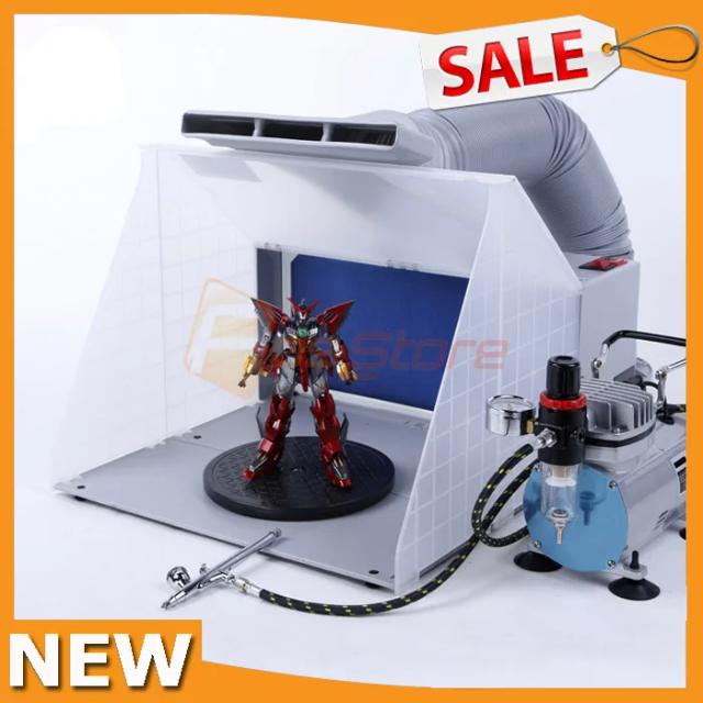 Kit de Pintura com Airbrush Portátil: Cabine de Pulverizador com Filtro e Extrator para Artesanato e Esculturas