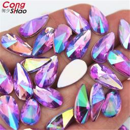 Strass AB Para Fazer Jóias, Forma de Gota de Lágrima, Cola no Flatback, Pedras Apontas, Strass para Artesanato DIY, 9x18mm, 50PCs, WC455 - Image 6