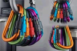 Carabina kit 6 peças para acampamento, equipamento de sobrevivência em liga de alumínio carabiner acampamento gancho de alpinismo edc mosquetão mosquetão - Image 3