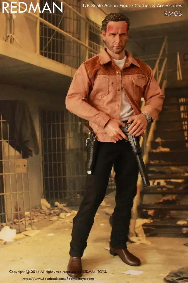 Bonecos colecionáveis 1/6 de Rick Grimes, figuras de ação esculpidas de 12 polegadas, perfeitos para presentear e decorar coleções.