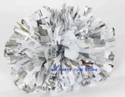 Livre shipping.130g, torcendo cheerleader fadeless metálico pompom plástico branco pom com baton lidar com produtos cheerleading - Image 3