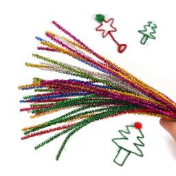 100 pcs/lot longo 30cm glitter chenille hastes limpadores de tubos brinquedos infantis materiais de artesanato diy para crianças criativas brinquedos educativos - Image 3