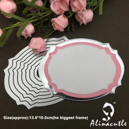 Alinacutle corte de metal dados corte 8pc nidificação quadro básico scrapbook papel artesanato álbum cartão perfurador faca arte cortador morrer - Image 1