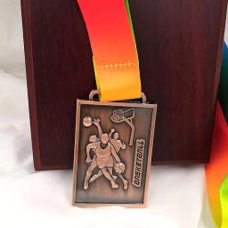 Medalha de metal quadrada, medalha de metal, lembrança, basquete, esportes, medalha de ouro com fita colorida, escola, esportes - Image 3