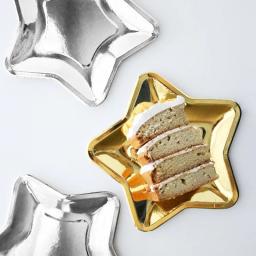 Placa descartável de papel estrela de cinco pontas, ouro e cor prata, talheres, chuveiro de bebê, aniversário, casamento, Natal Fontes do partido, 10pcs - Image 1