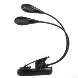 Flexível 2 braços duplos clip on 8led luz para leitura livro acampamento caminhadas lâmpada 4xfd - Image 1