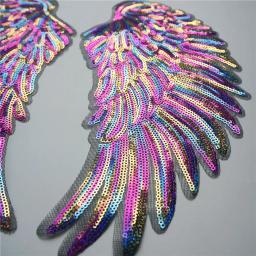 Rainbow Feather Wings Lantejoula Dreamy Ferro De Costura Em Patches, Emblemas bordados para roupas, Apliques DIY, Decoração Artesanal, 2 peças - Image 4