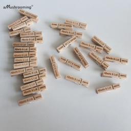 Mini prendedores de Roupa personalizados, chuveiro nupcial, nome decorado, artesanato em madeira, pegs com nome e data, foto parede, clipes naturais, x100 - Image 2