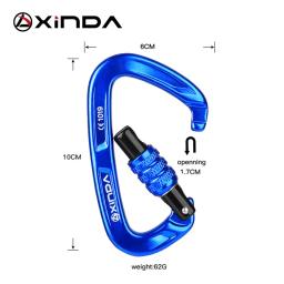 Xinda escalada mosquetão 25kn segurança d-forma fivela parafuso bloqueio primavera-carregado portão mosquetão de alumínio kits ao ar livre - Image 5