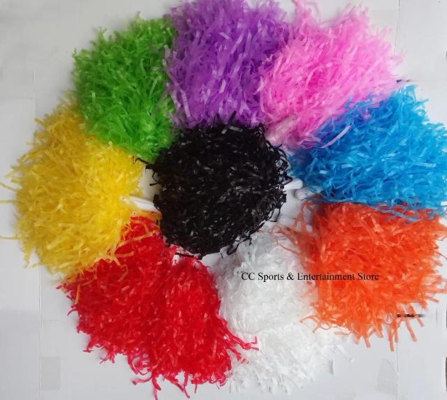 Fantasia de Plástico Infantil para Líder de Torcida Pom com 9 Cores Vibrantes: Vermelho, Azul, Verde, Branco, Amarelo, Roxo e Rosa, 25g