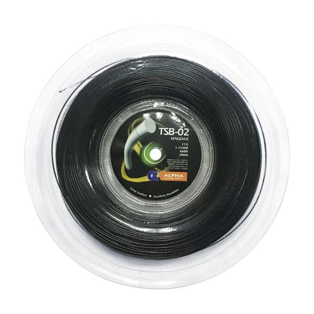 Cordas de Poliéster Alpha para Raquete de Tênis - Duráveis, Carretéis de 200m TSB-02 com Vingança e Performance Superior