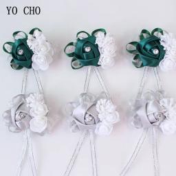 YO CHO-Pulso Artificial De Seda Corsage Flores, Mão de dama de honra Flores, Casamento Branco, Dancing Party Decor, Bridal Prom - Image 4