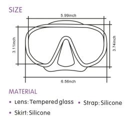 Marca profissional Máscara de Mergulho para Adulto, Silicone Saia Strap, Snorkel, Scuba Goggle, Grande Visão, Vidro Temperado, Selo, Novo - Image 4