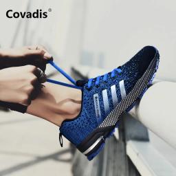 Tênis respiráveis casuais masculinos, sapatos de cesta de caminhada confortável, malha aérea plana, sapatos de montanhismo, ao ar livre, clássico - Image 1