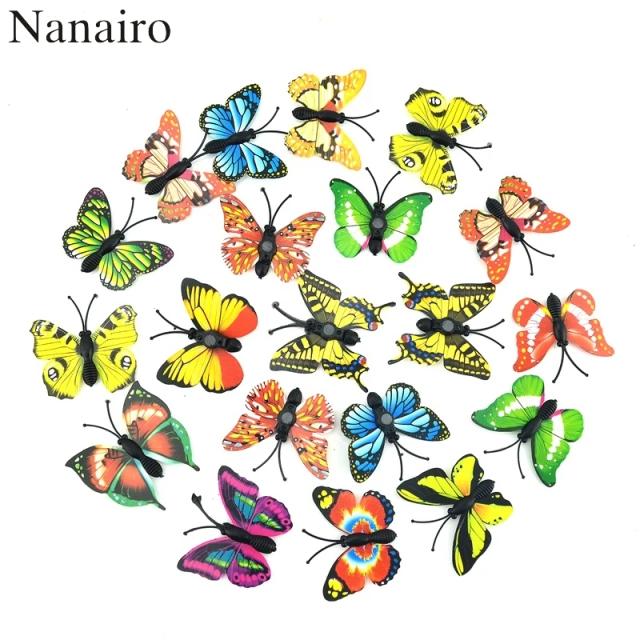 Ímãs Multicoloridos 3D em Forma de Flores e Borboletas - Adesivos de Parede para Decoração de Quartos Infantil e Cozinha