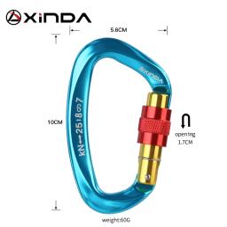 Xinda profissional escalada mosquetão 25kn em forma de d parafuso portões bloqueio liga de alumínio montanhista equipamentos ao ar livre - Image 5