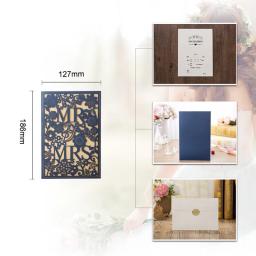 Convites e envelopes para casamento, decoração, anti-reflexo, corte a laser, dourado, azul - Image 2