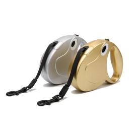 Novidade produto para animais de estimação alta qualidade coleira de cães cordas retráteis coleira dourada e prateada arnês para cão coleira extensível automática - Image 1