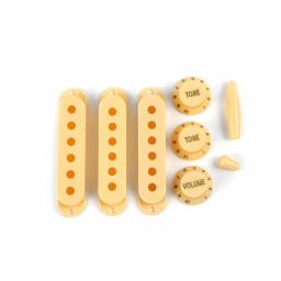 1 conjunto de capas de captador de guitarra elétrica, + maçanetas de 2t1v + ponta de interruptor de 5 vias + ponta de barra amarela para peças de guitarra fd st - Image 1