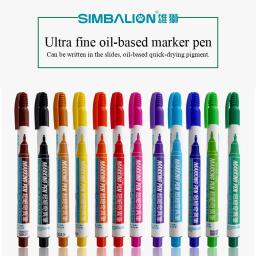 Simbalion caneta marcadora ultrafina, caneta marcadora a base de óleo 800mm tinta a base de álcool 12 cores em papel/madeira/tecido/metal/vidro - Image 1