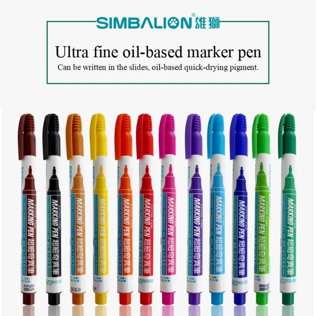 Caneta Marcadora Simbalion Ultrafina a Óleo com 12 Cores para Papel, Madeira, Tecido, Metal e Vidro - Tinta à Base de Álcool 800mm