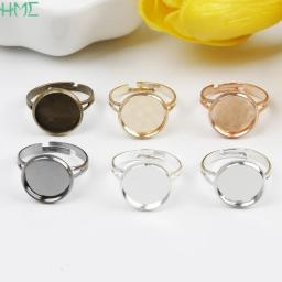 Prendedor de cabelo de grampo ajustável, anel branco base em branco para 12mm cabochões conjunto de camafeu faça você mesmo anel enfeites de jóias - Image 1