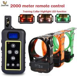 Janpet 2 anos de garantia remoto 2000m caça grande, cão médio choque elétrica treinamento coleiras e-collar à prova dwaterproof água - Image 1