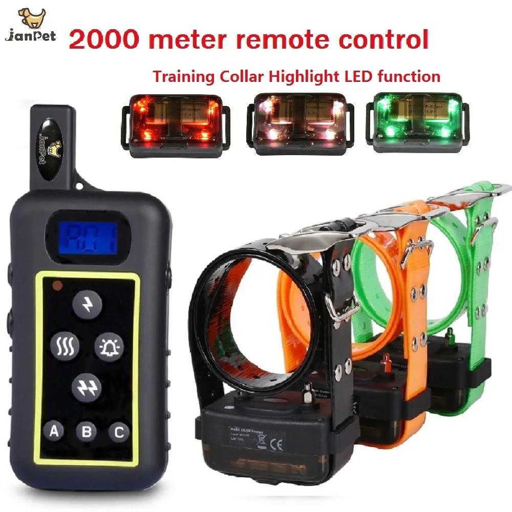 Janpet 2 anos de garantia remoto 2000m caça grande, cão médio choque elétrica treinamento coleiras e-collar à prova dwaterproof água - Image 1