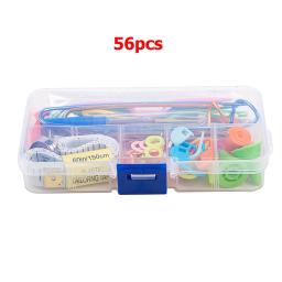 Crochet Ganchos e Pontos Kit Ferramentas, Agulhas De Tricô, Tesoura Pins, Craft Case, Crochet Acessórios, 56 Pcs Set - Image 3