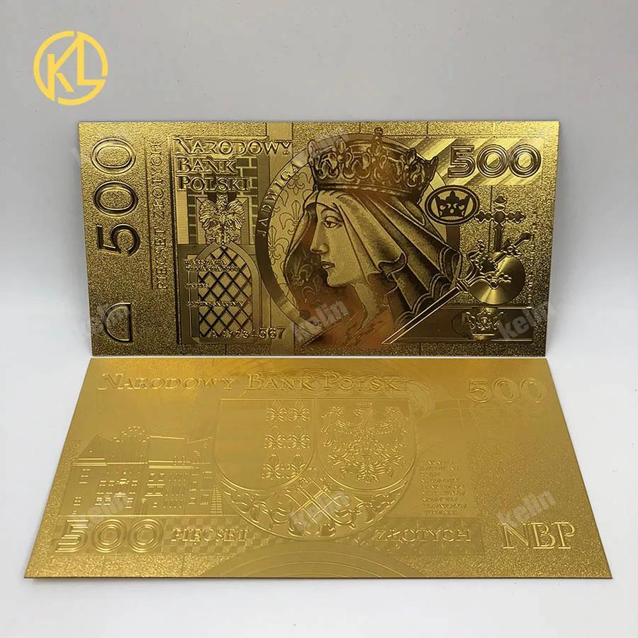 Colorido 24K banhado a ouro notas para coleção, 50 Bill, PLN, réplica do dinheiro, boa qualidade, Polônia, venda quente, 1Pc - Image 1