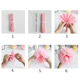 Papel de pompoms fofo 6 pol., decoração de festa de aniversário de casamento, bolas de flores e pompons - Image 6