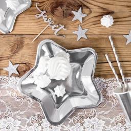 Placa descartável de papel estrela de cinco pontas, ouro e cor prata, talheres, chuveiro de bebê, aniversário, casamento, Natal Fontes do partido, 10pcs - Image 2
