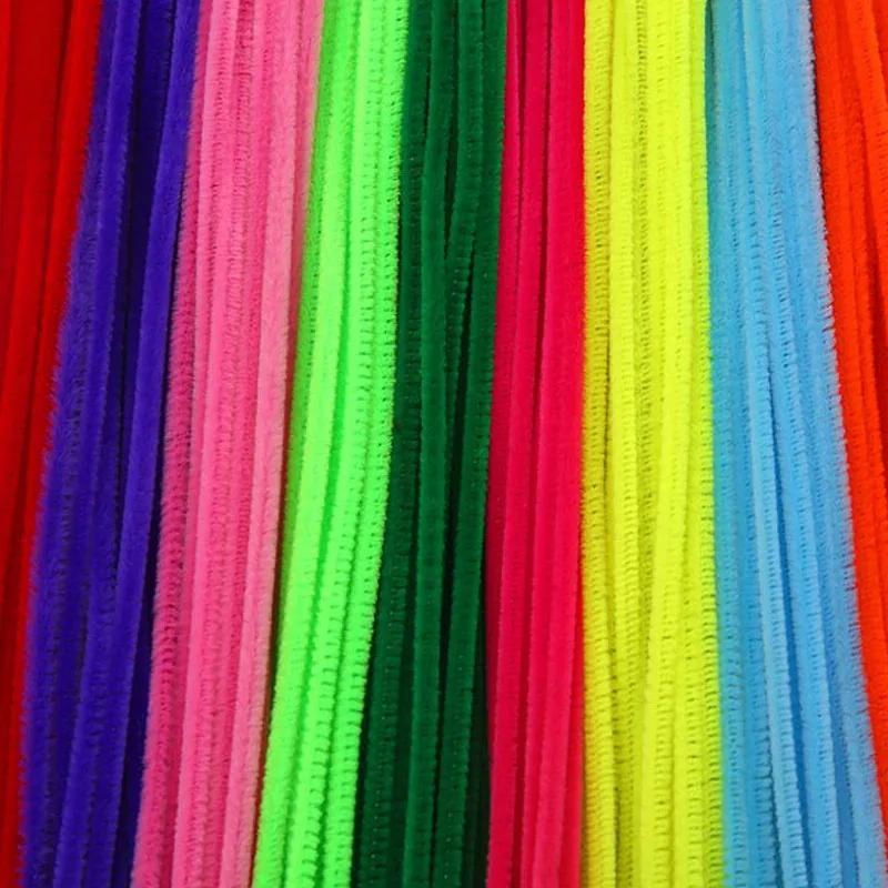 Limpadores de cachimbos para artesanato, hastes artesanais de flanela, haste torcida de fio de trança, brinquedo educacional de pelúcia para crianças com 100 peças - Image 1