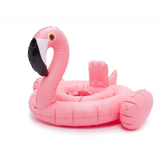 Boia infantil em círculo para natação, anel inflável seguro para braços, com flamingo para bebês, assento para natação com guarda-sol para piscina - Image 1