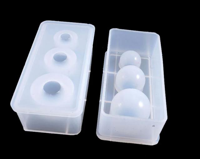 Moldes de Silicone para Joias com Contas Redondas Transparentes 3/6 Pendurados Sem Furos Resina Artesanato DIY 9mm a 25mm