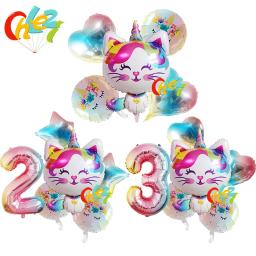 Balões metalizados de unicórnio e gato, 6 peças, decoração de festa, aniversário, casamento, cor gradiente, 32 polegadas - Image 1