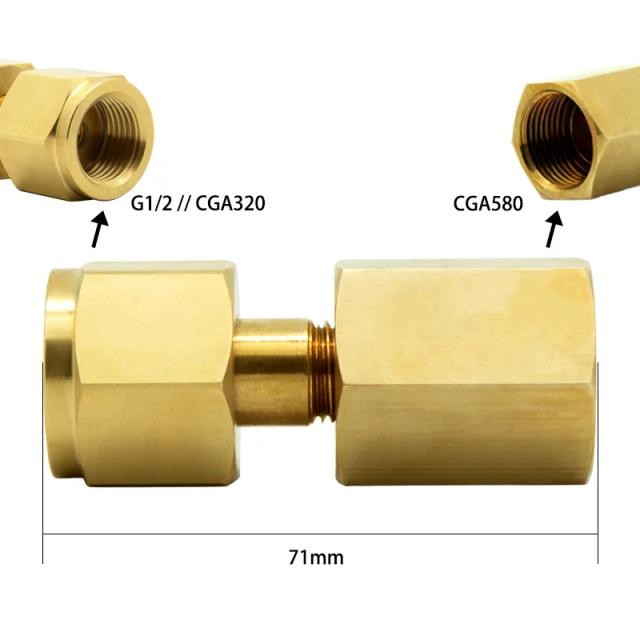 Converte regulador de CO2 para adaptador de tanque de nitrogênio Draft Beer Kegerator Conversor fêmea CGA 580