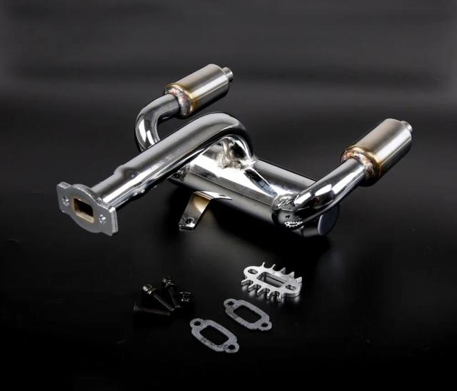 Tubo de Escape Duplo com Silenciador para Carros RC 1/5 - Melhor Desempenho e Estilo