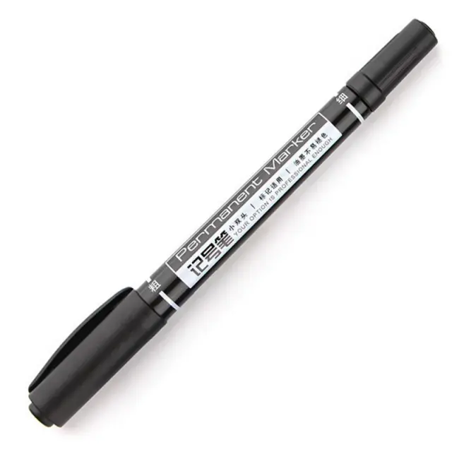 Canetas Marcadoras Permanente Dupla Ponta, Waterproof, Alta Qualidade, Preto, Azul e Vermelho - Ideal para Estudantes e Papelaria Escritório 0.5 e 1.0mm