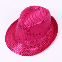 Unisex Brilhante Glitter Sequins Hat, Dance Cap, Chapéu Jazz monocromático, Dance Party Costume, Adulto e Criança, Dance Fedora, 2 Tamanho - Image 5