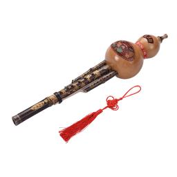 Chinês feito à mão de bambu preto hulusi cabaça cucurbit flauta instrumento musical étnico chave de c com caso para amantes da música iniciantes - Image 4