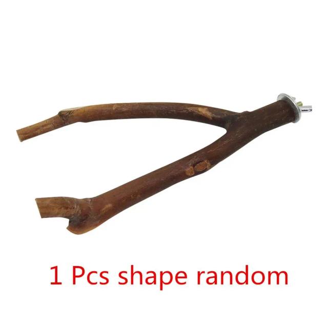 Pé de Poleiro Natural para Pássaros Canários com Suporte para Brinquedos e Treinamento