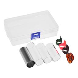 Conjunto de slides para guitarra, com slides de vidro, aço inoxidável, 4 peças, polegar, palhetas para armazenamento, acessórios para guitarra - Image 4