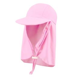 Boné de natação upf50 protetor solar crianças verão grande borda praia aba tampa da orelha capa pescoço proteção sol chapéu crianças menino menina anti uv - Image 5
