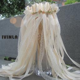 Venda quente estilo d creme laço casamento fita vara varinhas para decoração de casamento 50/20/10 pces/lot - Image 2