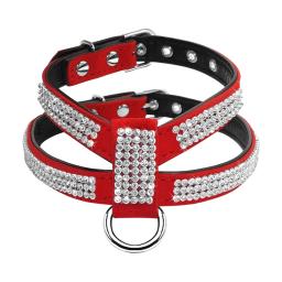 Acessório para pets, peitoral de couro com strass, colete e colete para cachorro e gato pequeno e médio - Image 3