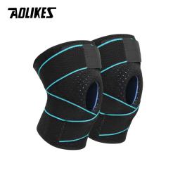 AOLIKES 1 Par Suporte Joelho Coolfit Quick dry gel de Sílica 4 Molas Estabilizador Baketball Futebol Joelheira Esportes Protetor de Joelho - Image 4