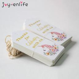 Unicórnio colorido, 50 peças, etiqueta de papel, unicórnio, embrulho de presente de aniversário, suprimentos, festa, tema unicórnio, lembranças e materiais de presente - Image 2